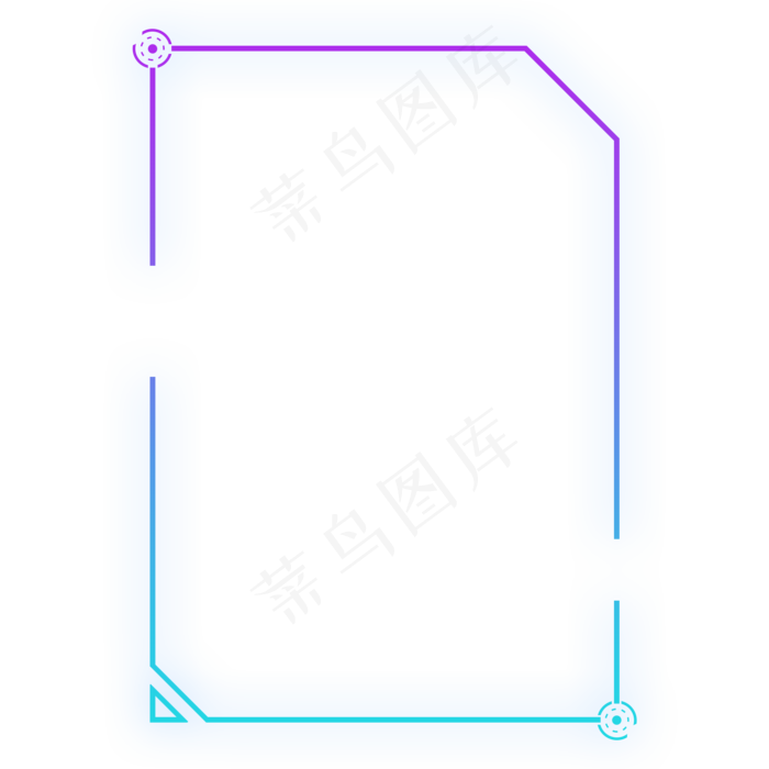 蓝紫色渐变发光现代方形科技边框(2000X2000(DPI:300))psd模版下载