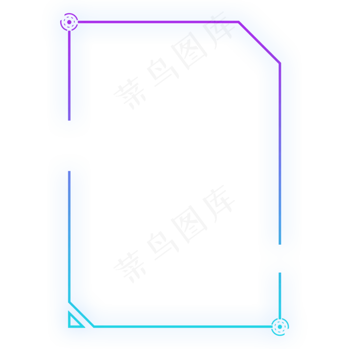 蓝紫色渐变发光现代方形科技边框(2000X2000(DPI:300))psd模版下载