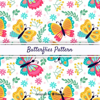 彩色背景蝴蝶和树叶