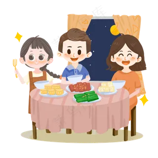 中秋节回家和父母吃团圆饭PNG