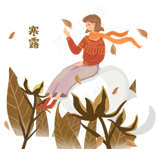 寒露坐在棉花上女孩素材