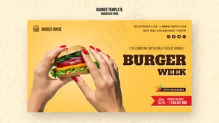 横幅banner美国食品模板
