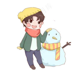 立冬时节男孩雪人