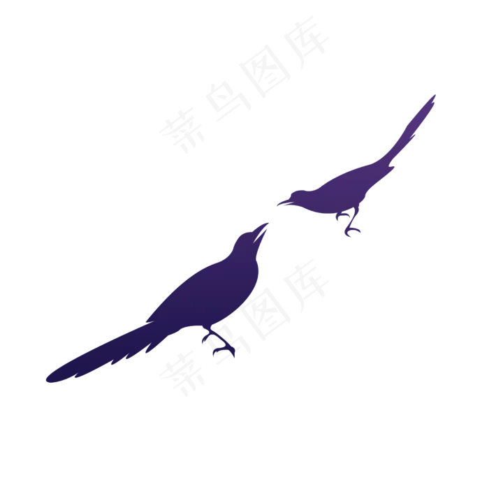 七夕情人节渐变喜鹊鸟一对儿(2480X2480(DPI:300))psd模版下载