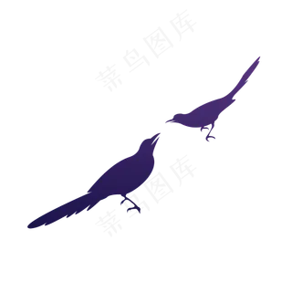 七夕情人节渐变喜鹊鸟一对儿