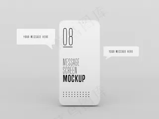 手机模型样机上的聊天信息会话