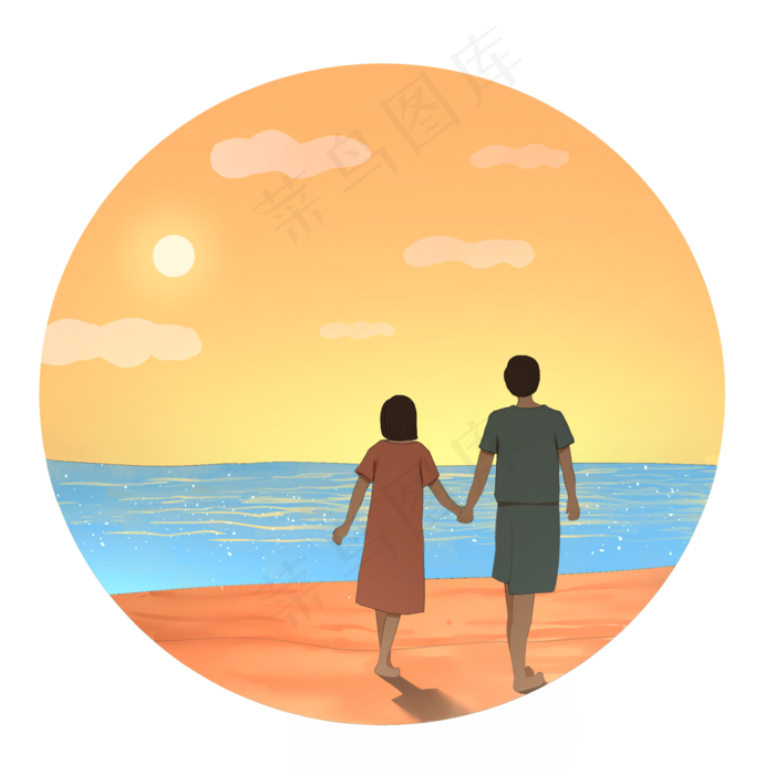 情侣落日余晖