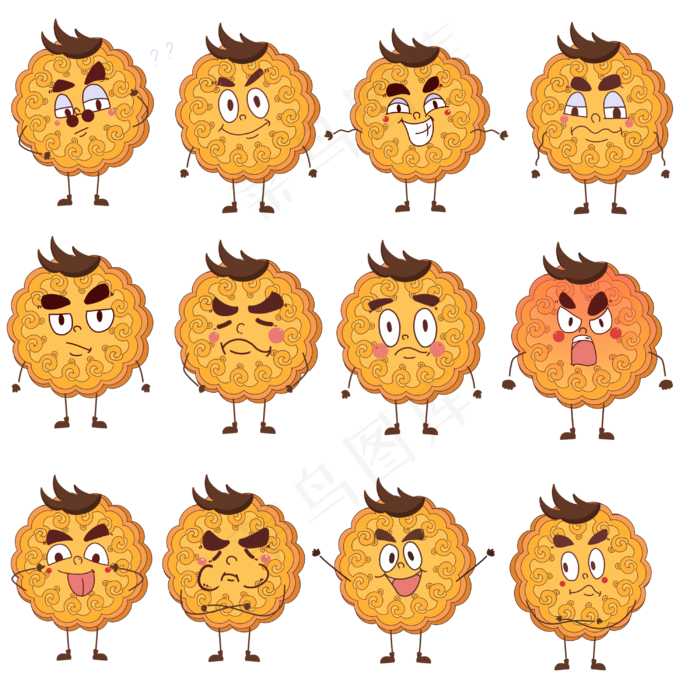 月饼表情包(3000X3000(DPI:300))psd模版下载