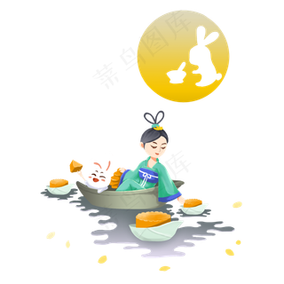 卡通手绘中秋节嫦娥人物