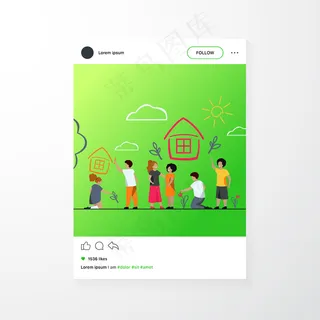 孩子们用蜡笔画回家。多种族的孩子们画着五彩缤纷的图画。儿童矢量插图，想象力，创意概念