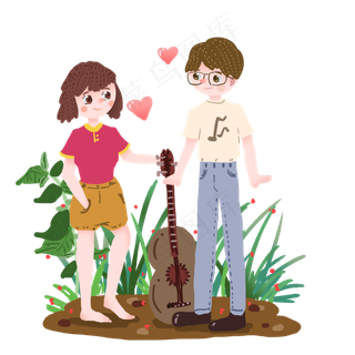 七夕情人节音乐情侣设计元素