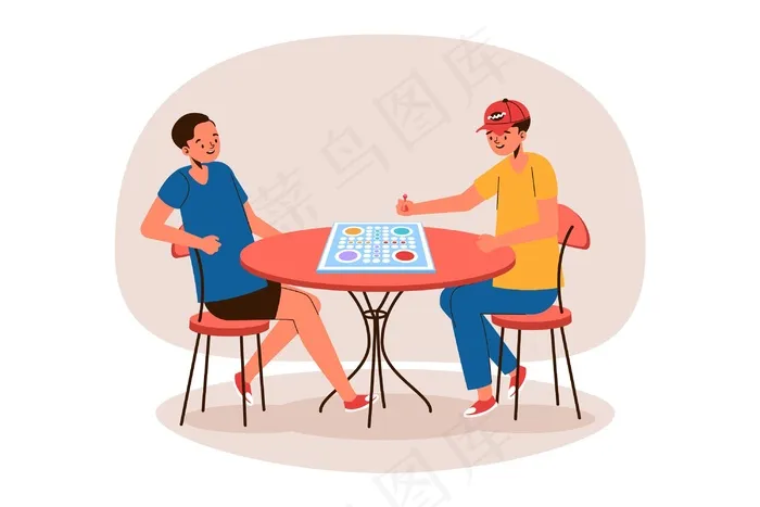 玩ludo游戏的好朋友eps,ai矢量模版下载