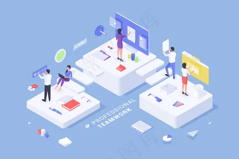 在办公空间与现代同事进行创意交流