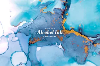 抽象蓝金酒精墨水背景