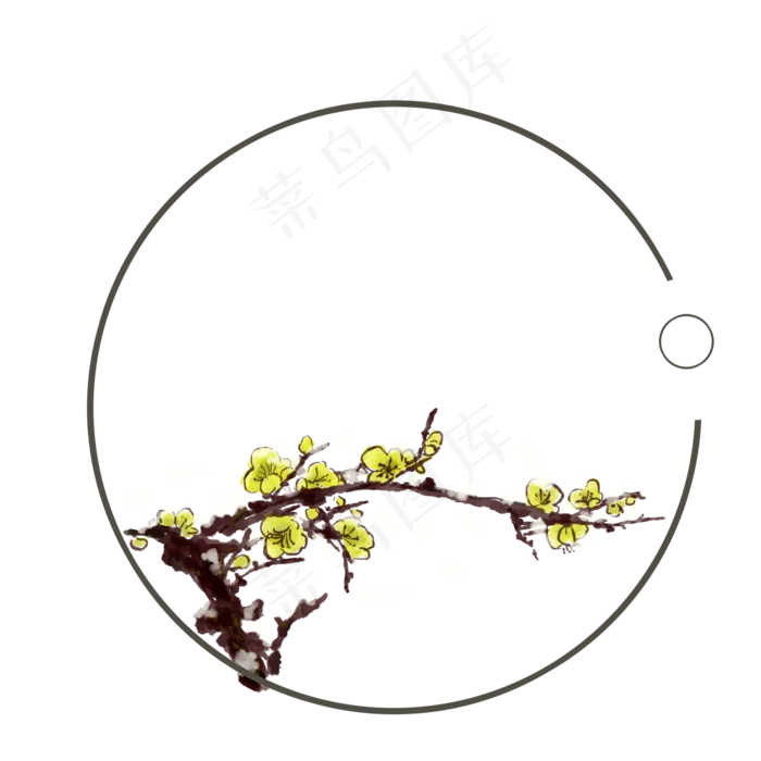 中国风水墨腊梅黄色古风素材免抠(2000X3020(DPI:300))psd模版下载