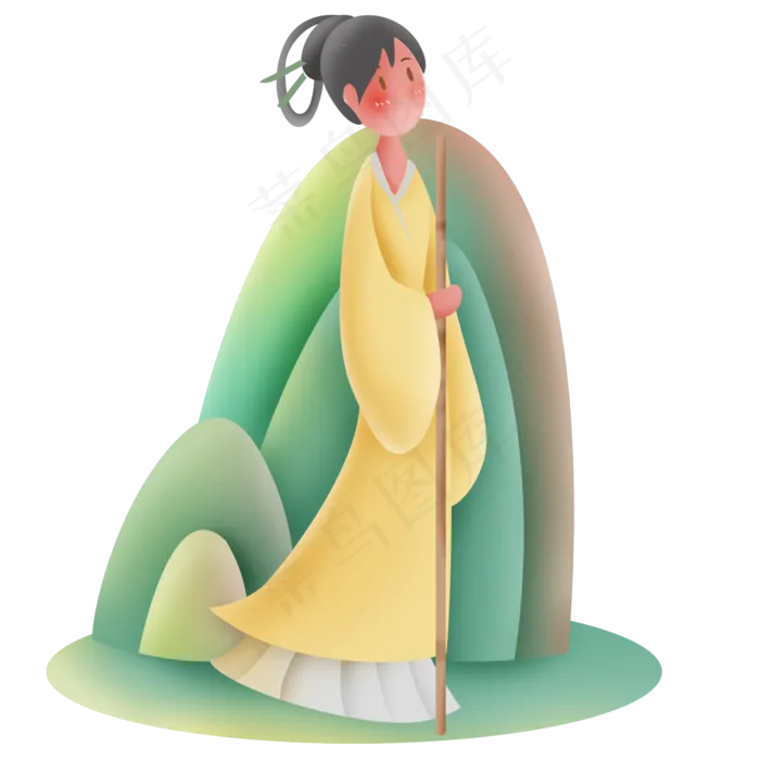 登山的古代女子(2000X2000(DPI:299))psd模版下载