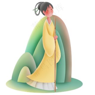 登山的古代女子