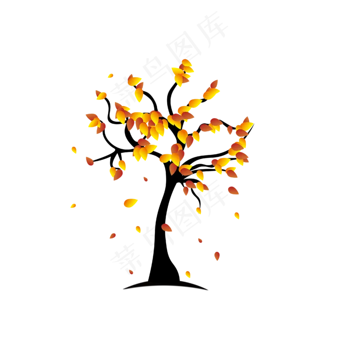 秋天立秋落叶树木素材(2000X2000(DPI:299))ai矢量模版下载
