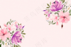 美丽的水彩花卉背景与文字空间