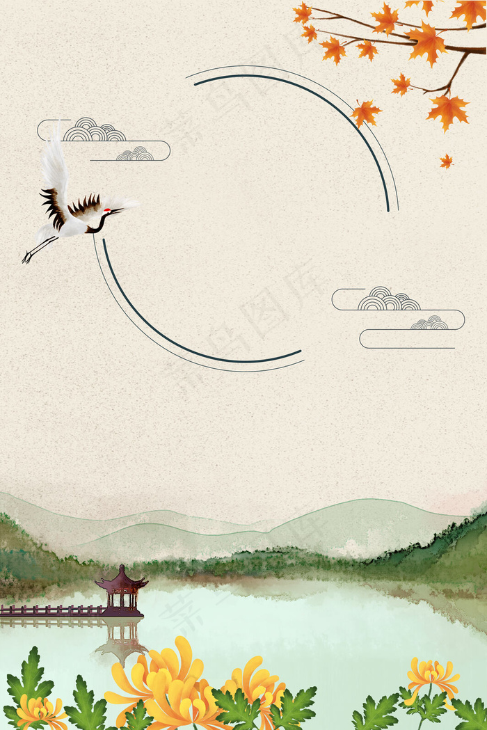 简约中式重阳节背景