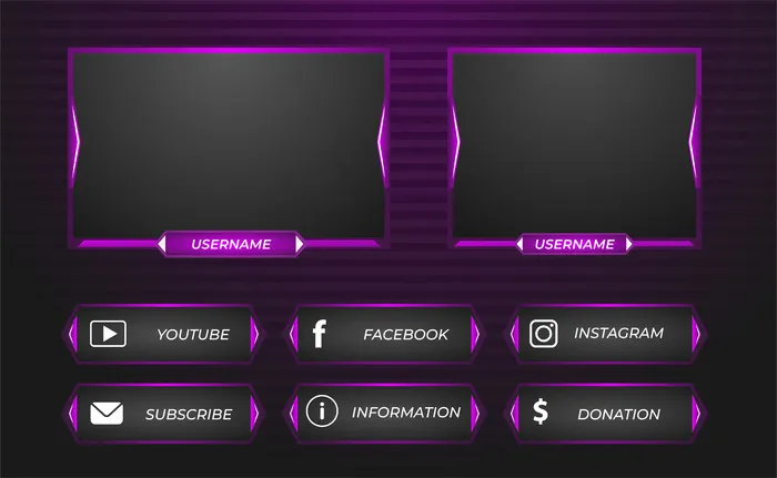 Twitch游戏流媒体面板覆盖紫色eps,ai矢量模版下载