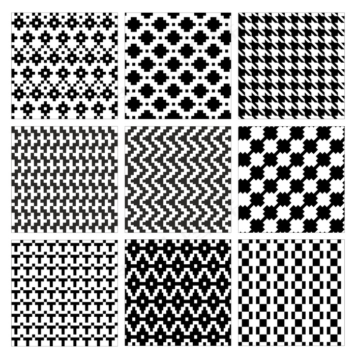 无缝几何图案集现代时尚华丽抽象黑白纹理几何