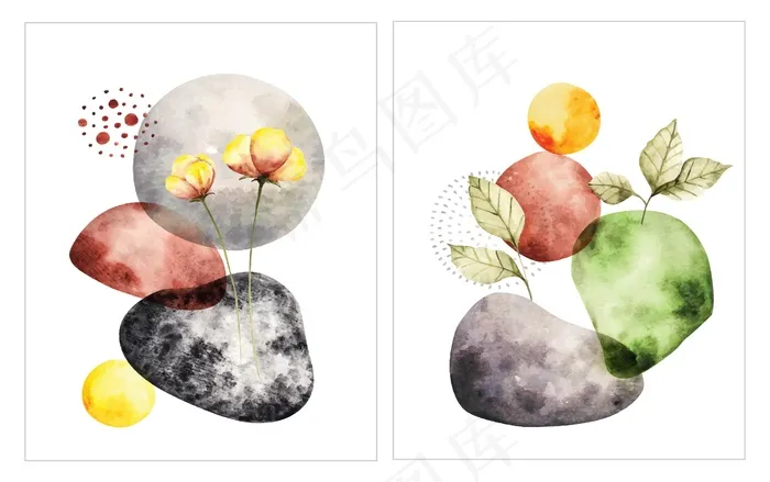 抽象形状水彩插图eps,ai矢量模版下载