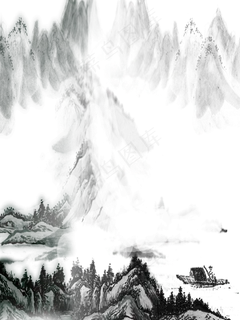 水墨山水画高清素材图 水墨山水画高清素材图