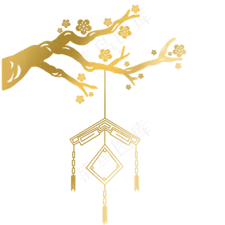 金色梅花剪纸装饰