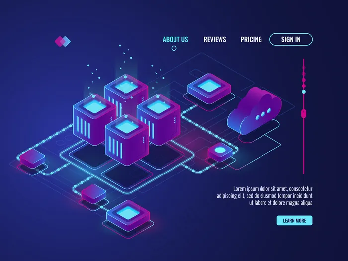 等轴测网络连接、internet网络拓扑概念、服务器机房eps,ai矢量模版下载