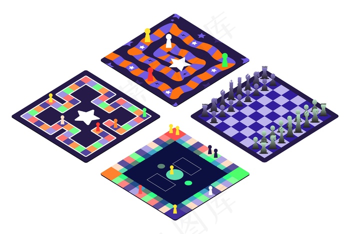 一套有趣的棋盘游戏eps,ai矢量模版下载