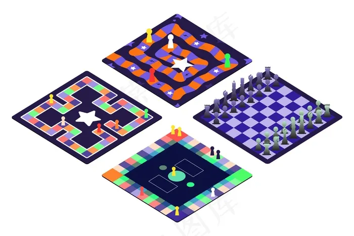 一套有趣的棋盘游戏eps,ai矢量模版下载