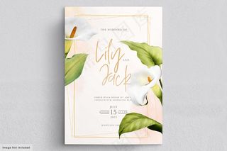 美丽百合花结婚卡
