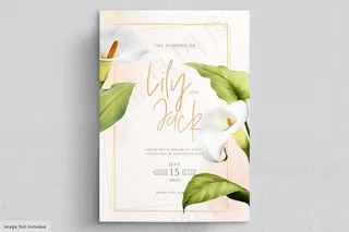 美丽百合花结婚卡
