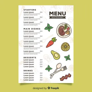 蔬菜食品菜单模板