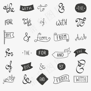 手绘黑白花草边