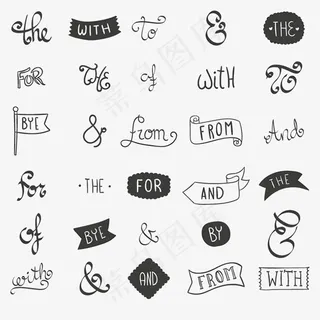 手绘黑白花草边