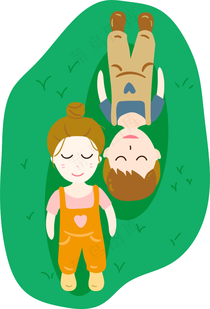 躺在草地上的情侣