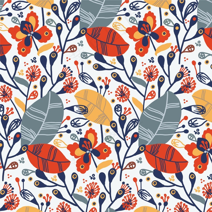 异域花卉手绘图案