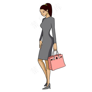 手绘矢量卡通双十一剁手节逛街的