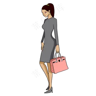 手绘矢量卡通双十一剁手节逛街的