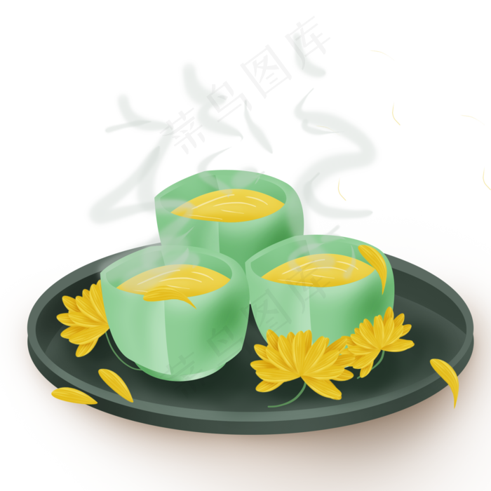 中国风托盘里的菊花茶(2000X2000(DPI:299))psd模版下载