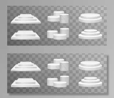 竞赛优胜者奖、平台、舞台。白色的讲台。时尚时尚的插图，平面设计-3d，渲染。