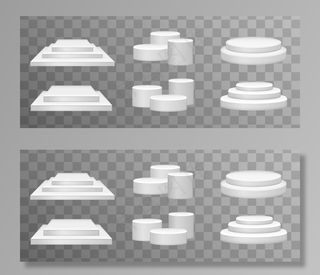 竞赛优胜者奖、平台、舞台。白色的讲台。时尚时尚的插图，平面设计-3d，渲染。