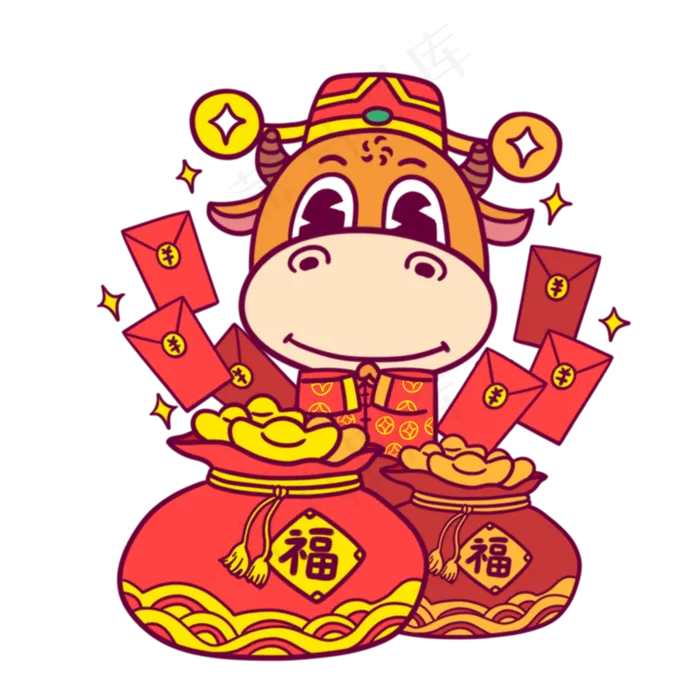 2021新年财神牛(3000X3000(DPI:300))psd模版下载