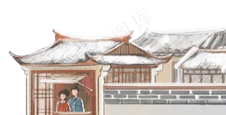立冬主题之水墨古风建筑