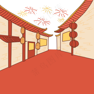 春节街道建筑