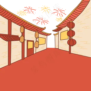 春节街道建筑