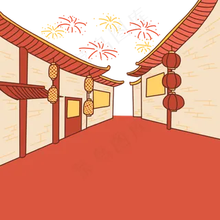 春节街道建筑