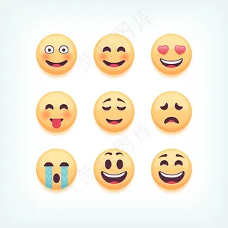 一组表情符号，白色背景上的表情符号，插图。